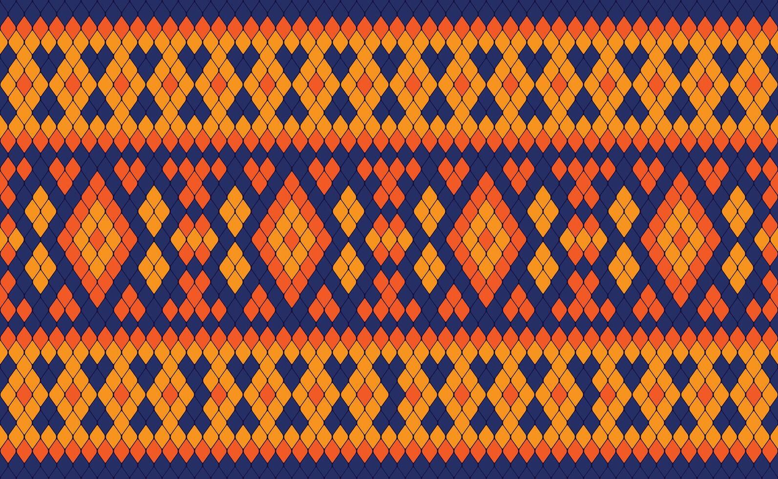 Knitted pattern seamless fabric orange color tone. traditional knitted pattern ethnic style. Designed for background ,wallpaper ,carpet ,clothing ,knitted pattern ,fabric ,pixel art ,textile vector