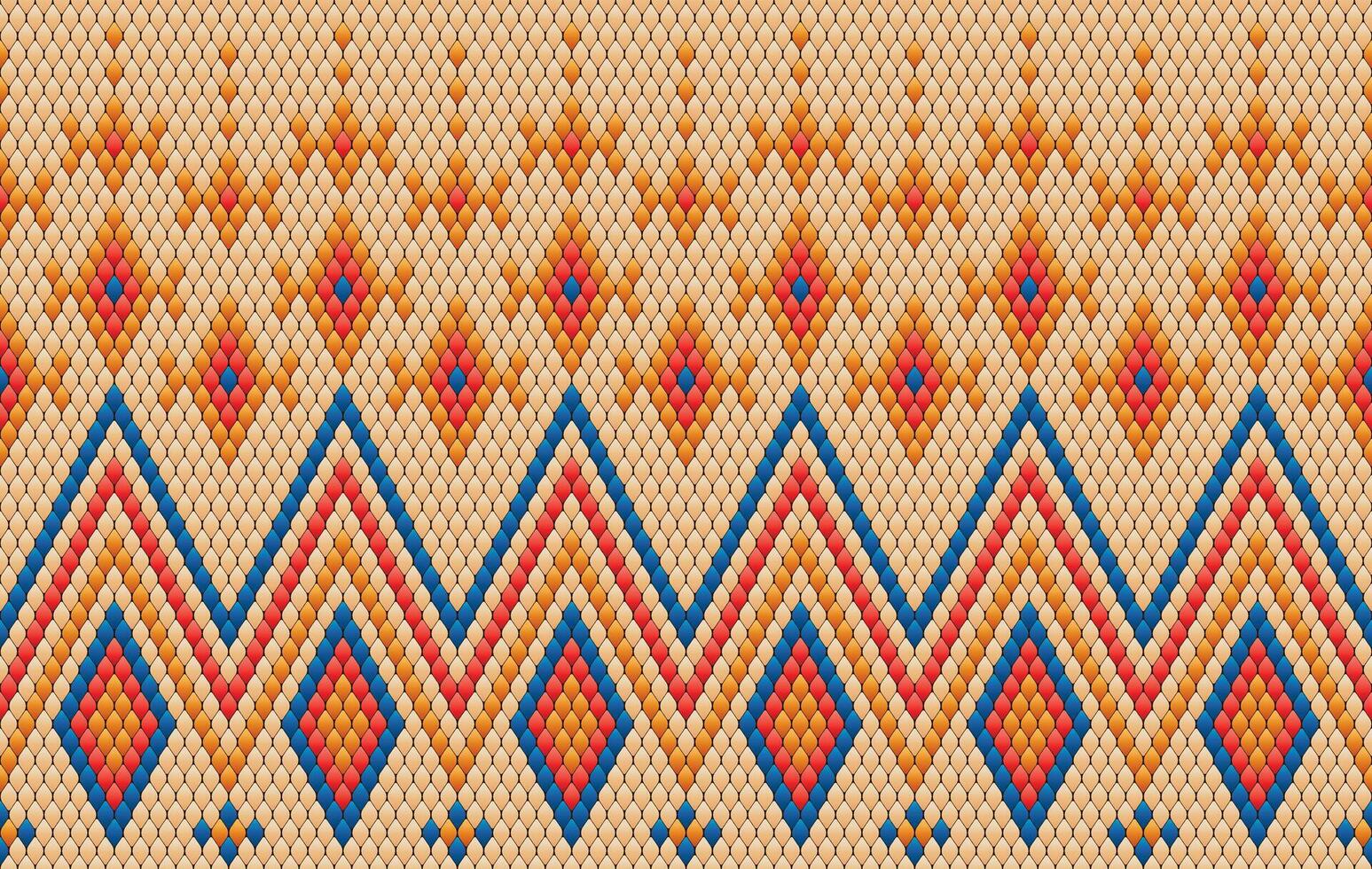 Knitted pattern seamless fabric orange color tone. traditional knitted pattern ethnic style. Designed for background ,wallpaper ,carpet ,clothing ,knitted pattern ,fabric ,pixel art ,textile vector