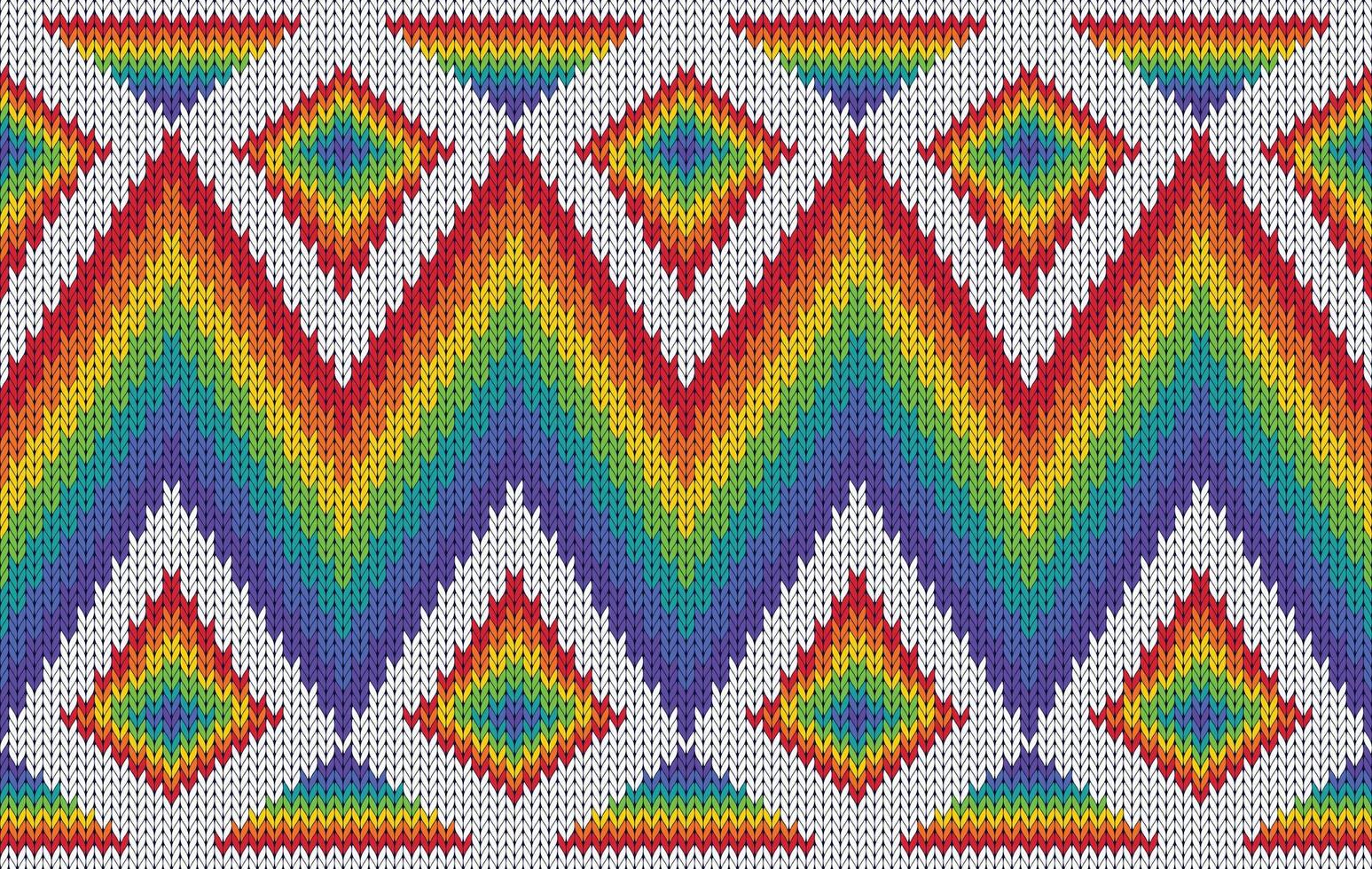Knitted pattern seamless fabric rainbow color tone. traditional knitted pattern ethnic style. Designed for background ,wallpaper ,carpet ,clothing ,knitted pattern ,fabric ,pixel art ,textile vector