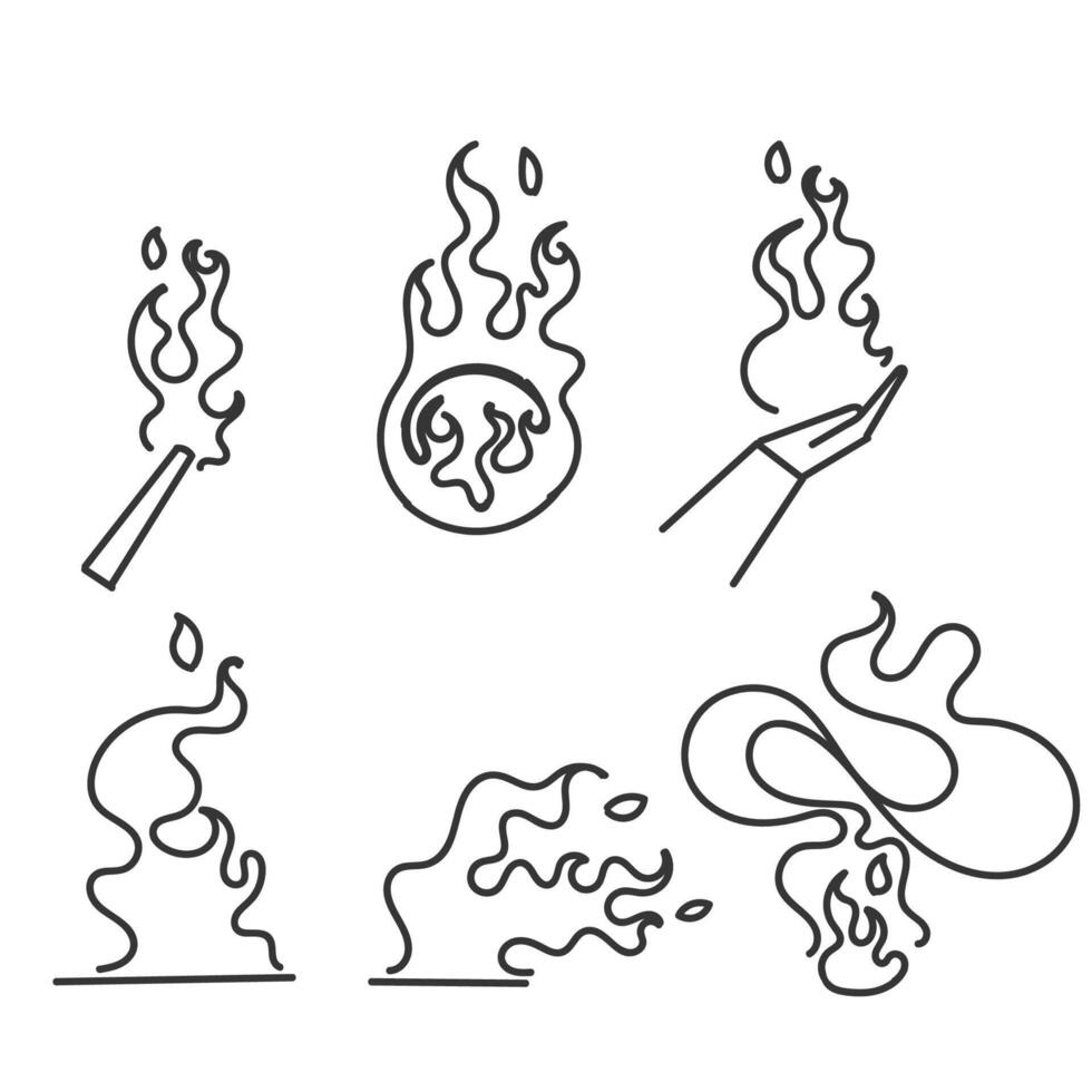 hand drawn doodle fire element illustration vector