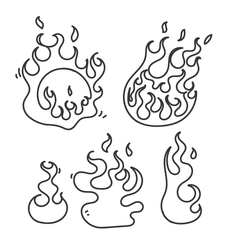 hand drawn doodle fire element illustration vector