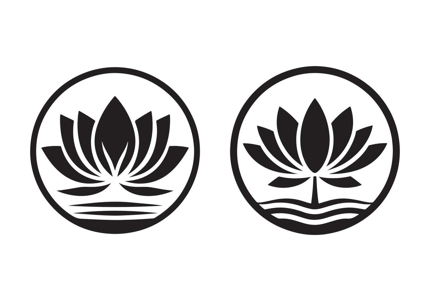 Elegant Lotus Silhouette Icon Simple Design on White vector