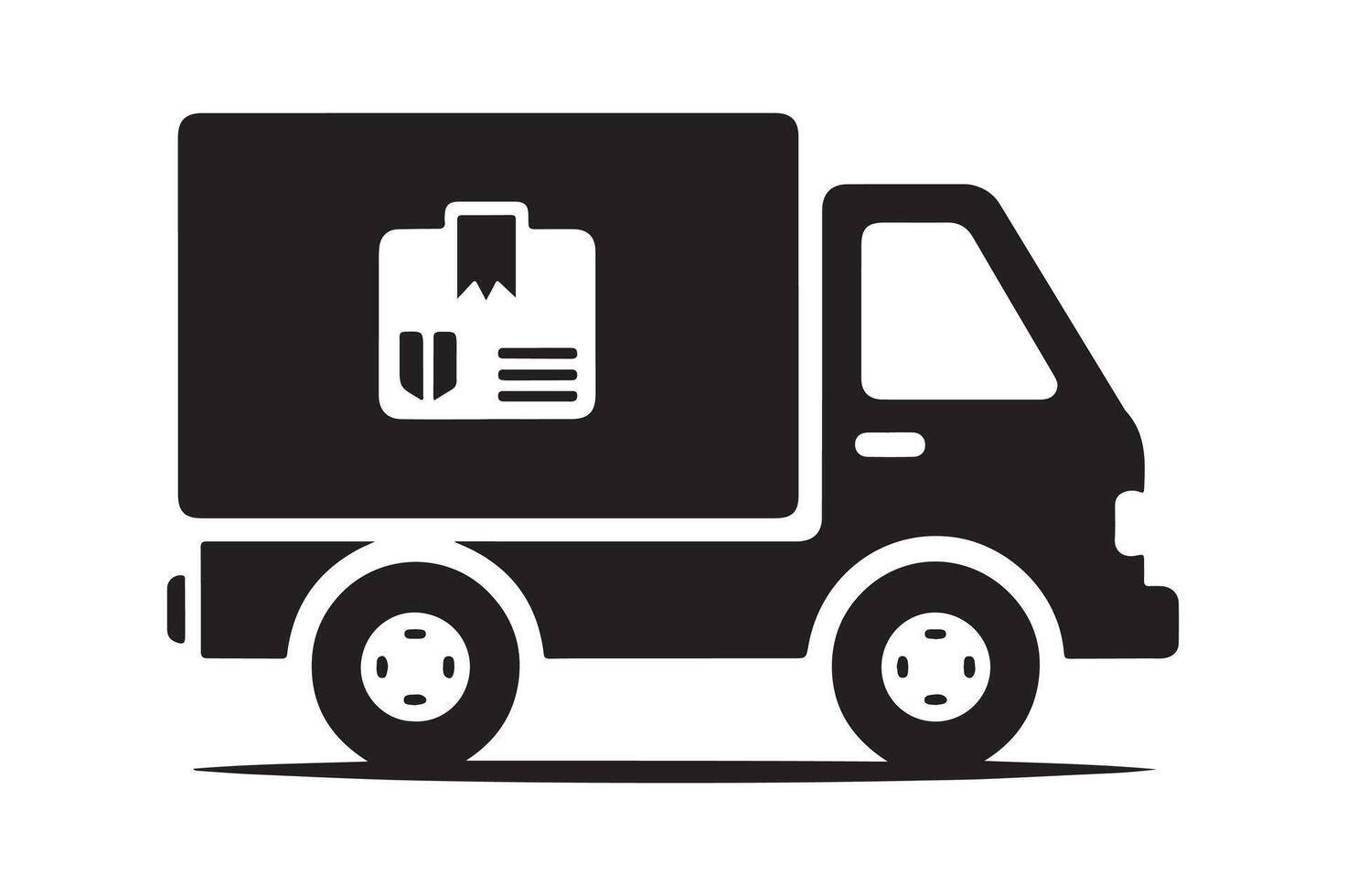 Delivery Truck Icon Clean Silhouette Design vector