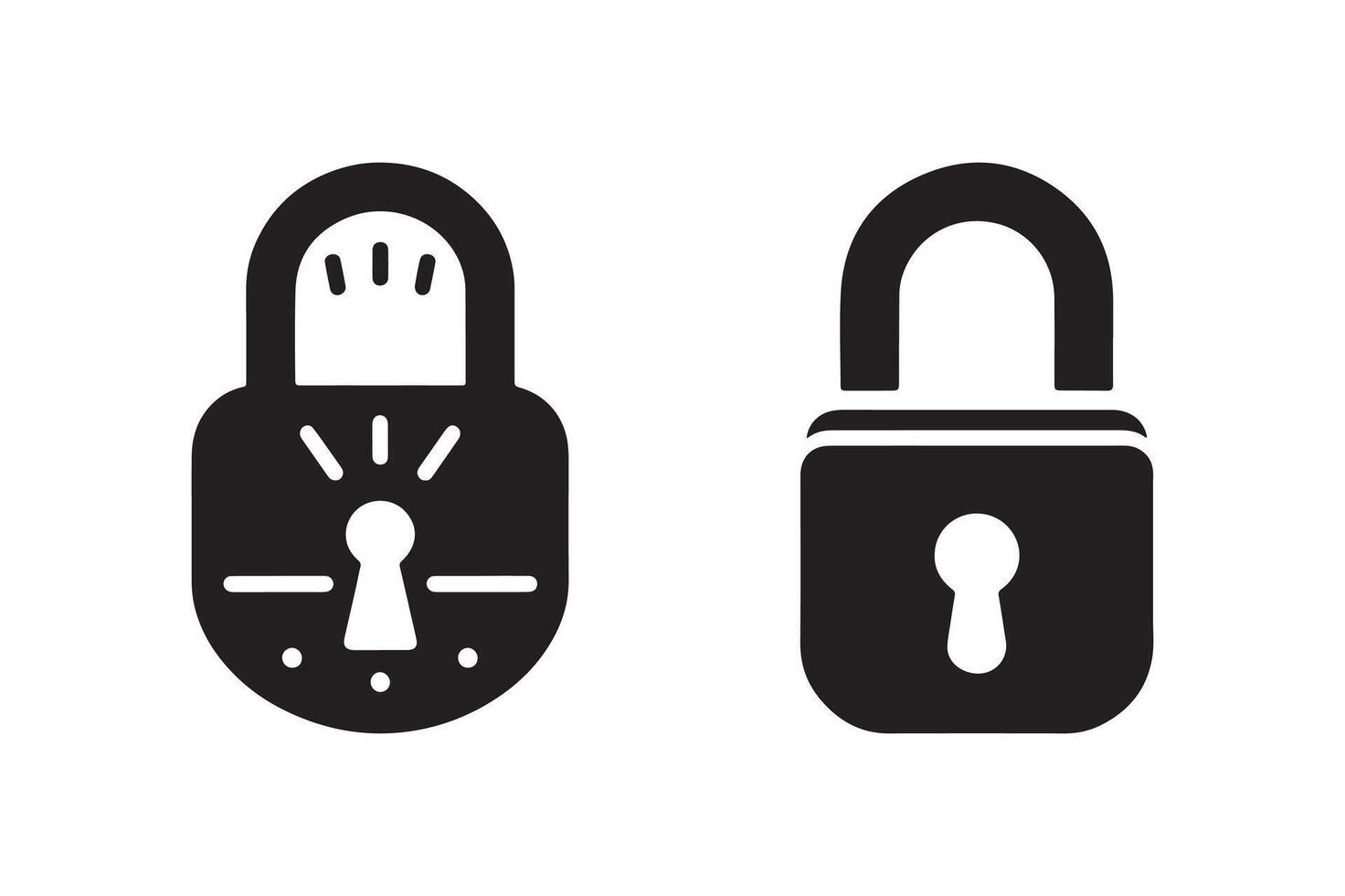 Minimalist Lock Silhouette Icon Illustration on White Background vector