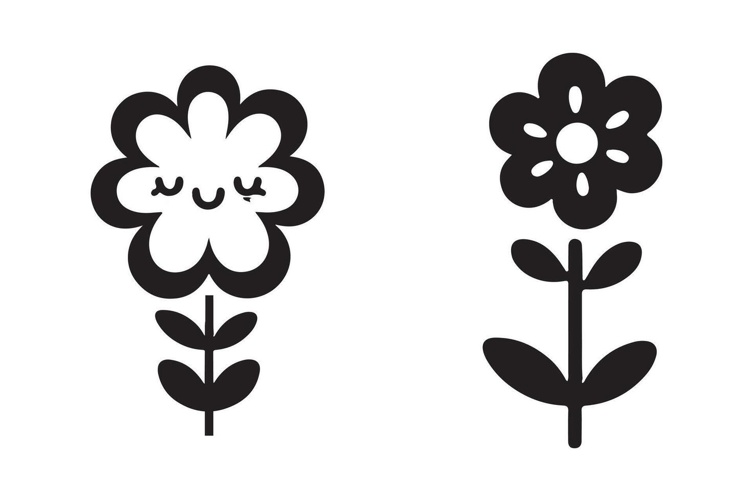 Basic Flower Silhouette Clean Art vector