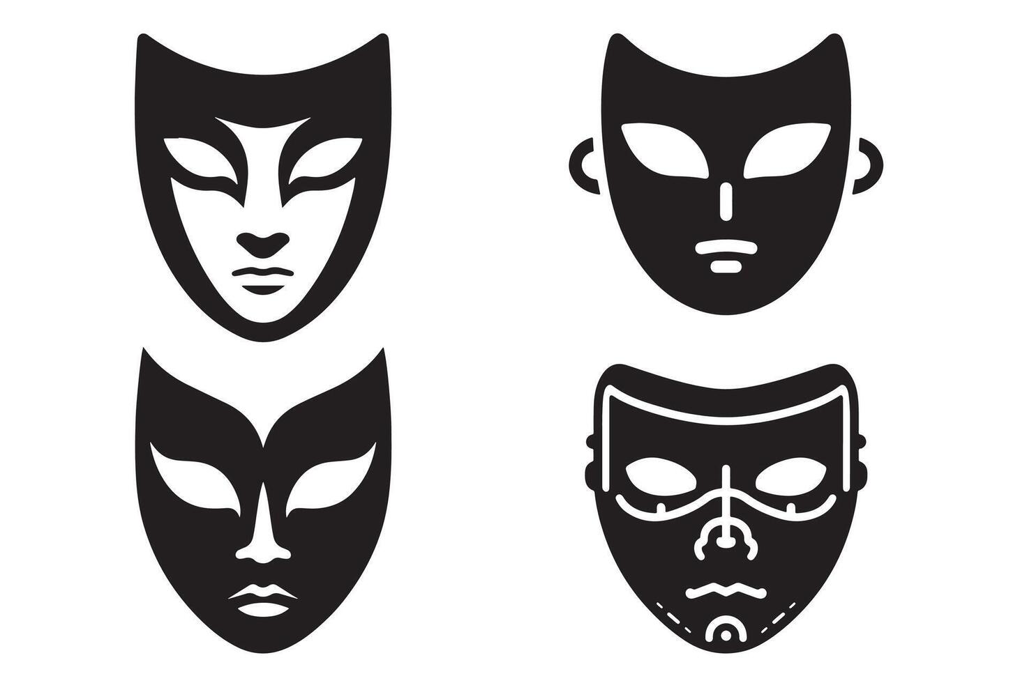 Minimalist Mask Silhouette Icon Illustration on White Background vector
