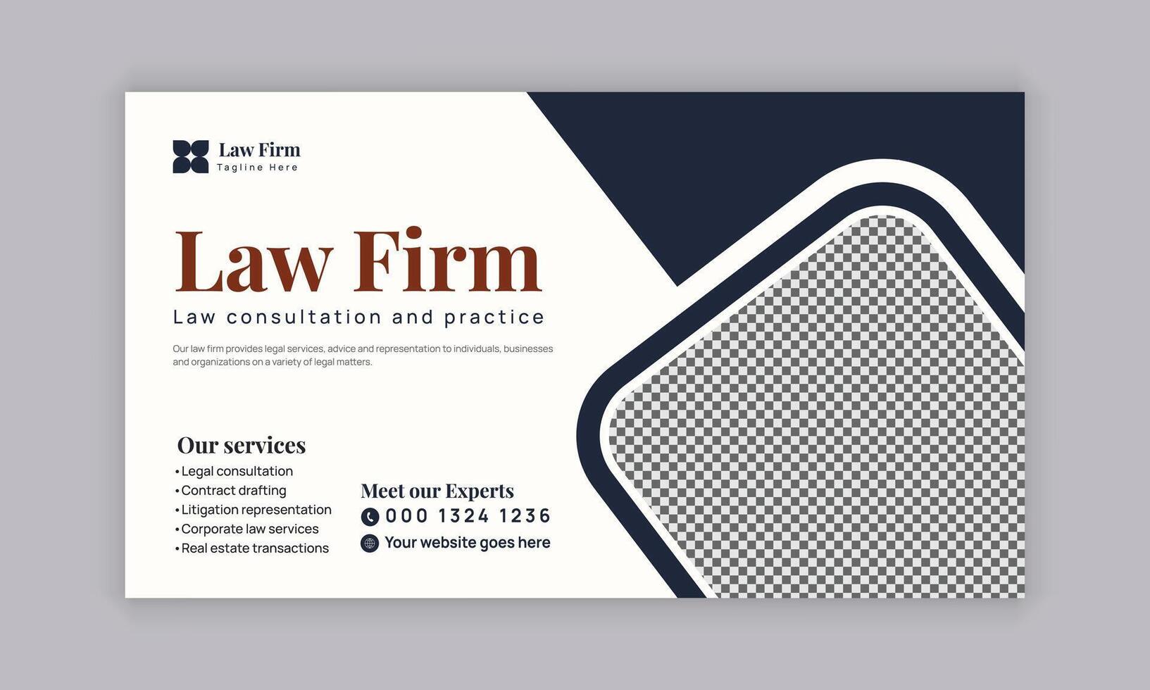 Law firm services social media post design or law consulting web banner template, and Instagram post or square flyer template vector