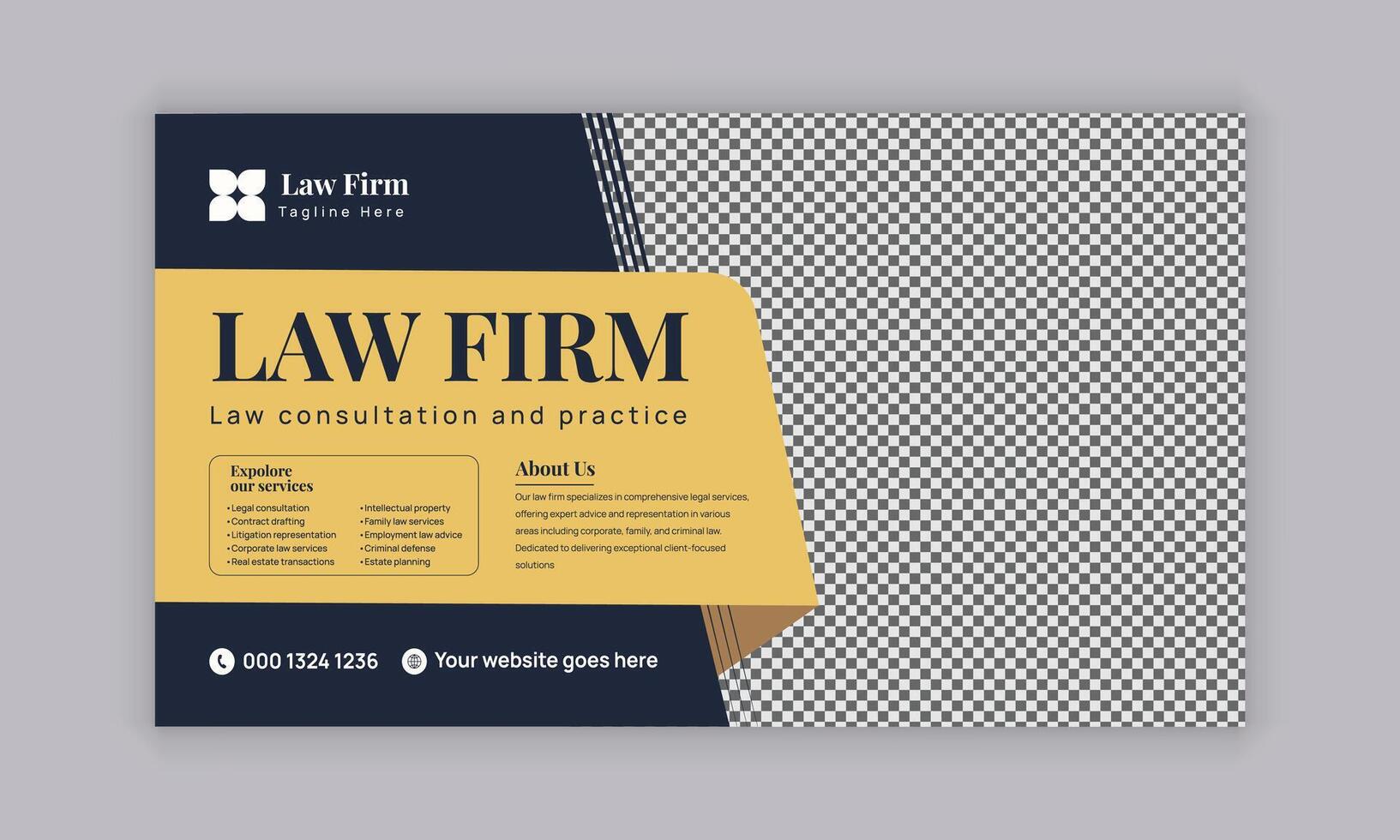 Law firm services social media post design or law consulting web banner template and social media square flyer template vector