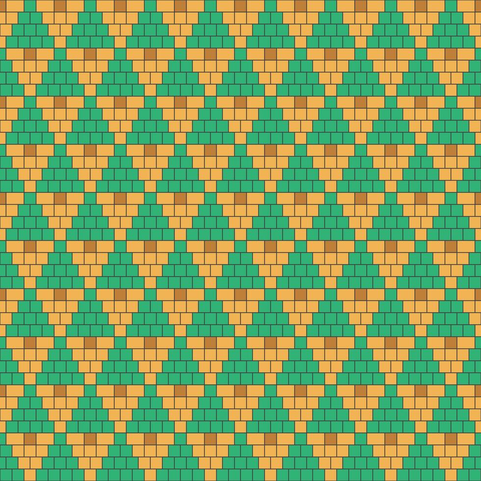 seamless repeating pattern of pine trees in flat design style with black outline and yellow background vector