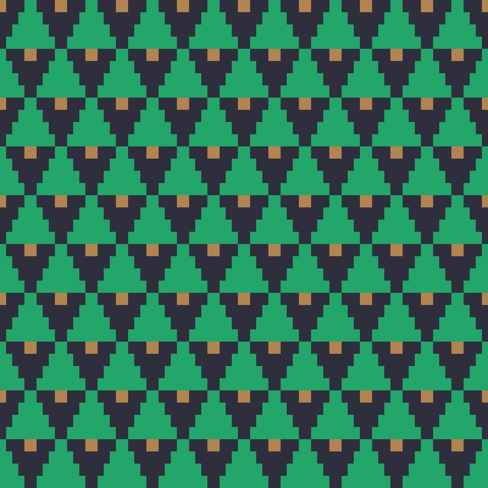 seamless repeating pattern of pine trees in flat design style on a black background vector