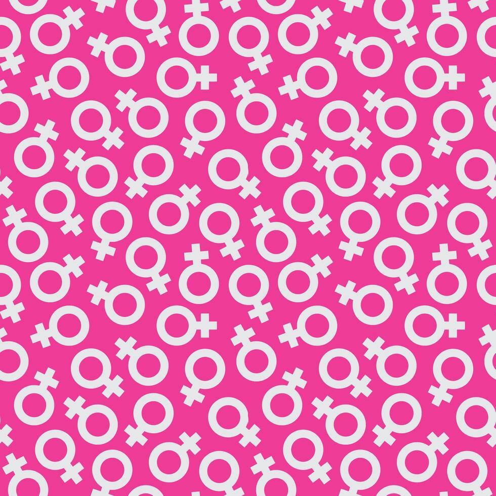 seamless repeating pattern of a white female symbol on a pink background vector