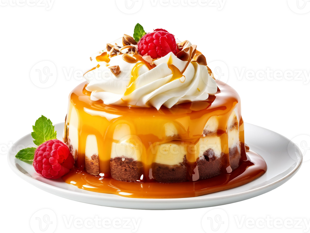 Fresh Fruit Cheesecake Isolated on Transparent Background png
