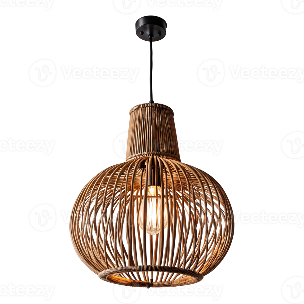 Rattan Ceiling Lamp Isolated on Transparent Background png