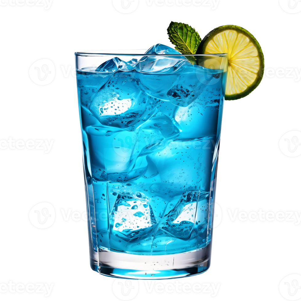 Fresh Blue Lagoon Cocktail Isolated on Transparent Background png