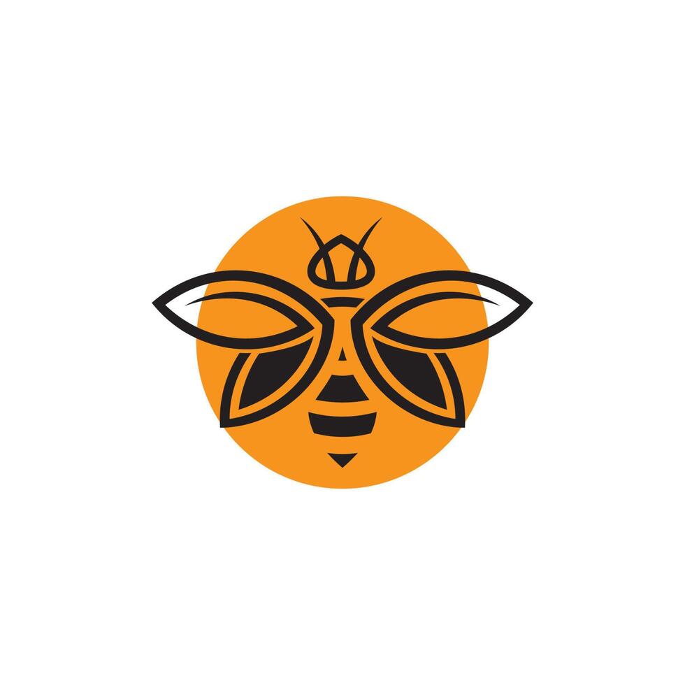Bee monoline logo, honey bee label, honey bee brand, herbal shop, health symbol. vector