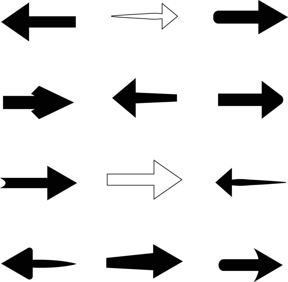 Black arrow icon set vector
