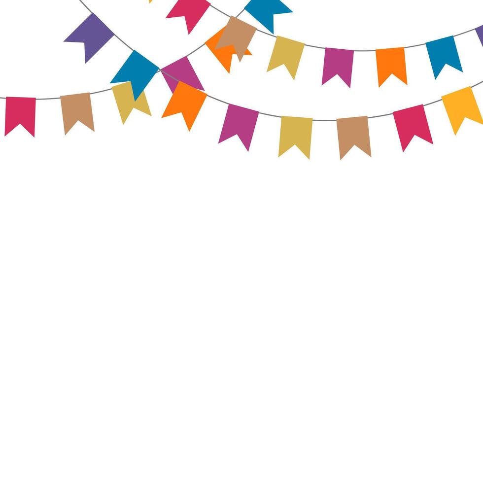 Colorful carnival garland with flags on white background. vector