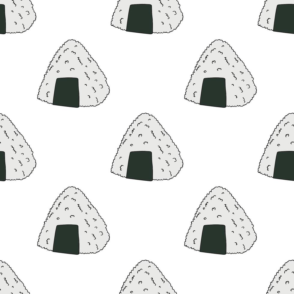 Seamless pattern with onigiri for decorative print, wrapping paper, menu, wallpaper and fabric vector