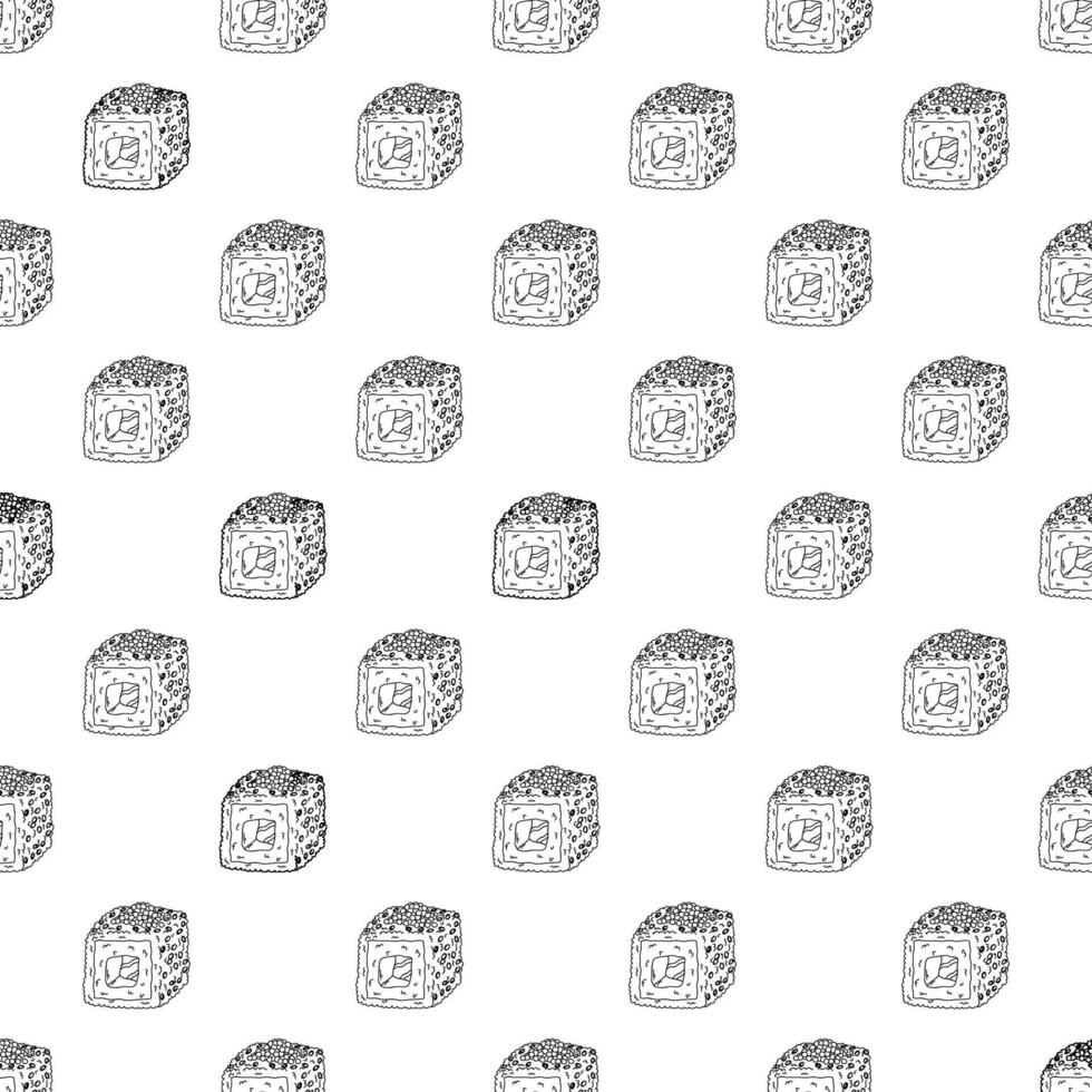 Seamless pattern with sushi roll for decorative print, wrapping paper, menu, wallpaper and fabric vector