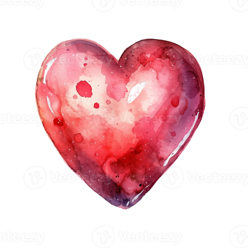 hand-drawn watercolor red heart isolated png