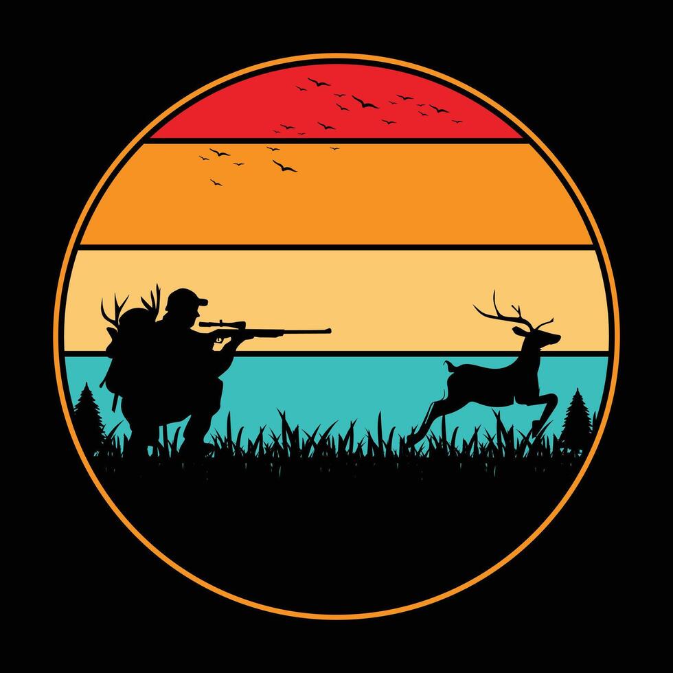 Hunting t-shirt Design, vintage,Hunting typography and eye catching t-shirt Design. vector