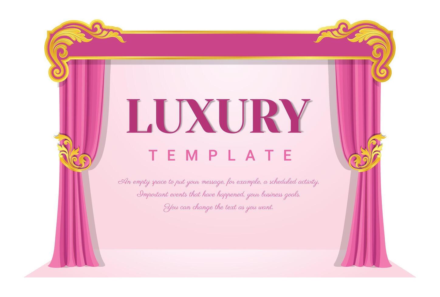 Pink curtains elegant background, vintage frame for invitations and greeting cards. Can use for invitations and greeting cards. vector