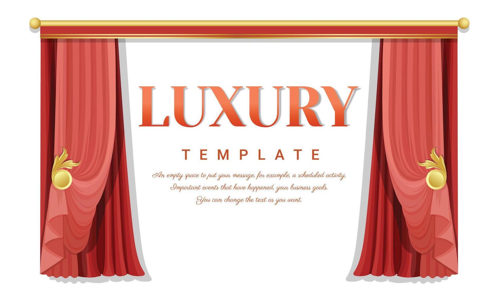Red curtains elegant background, vintage frame for invitations and greeting cards. vector