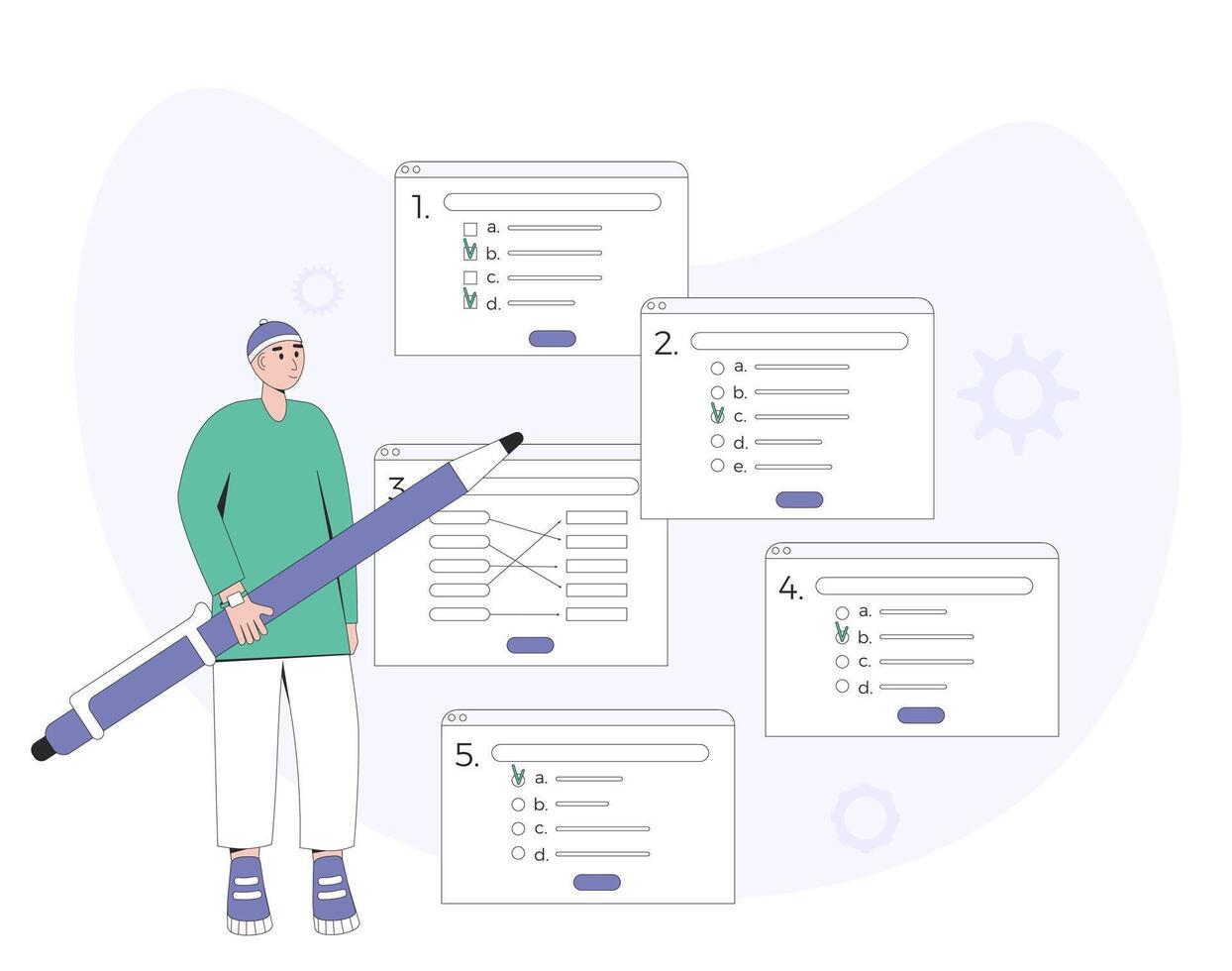 Online test. Customer opinion answers. illustration. vector