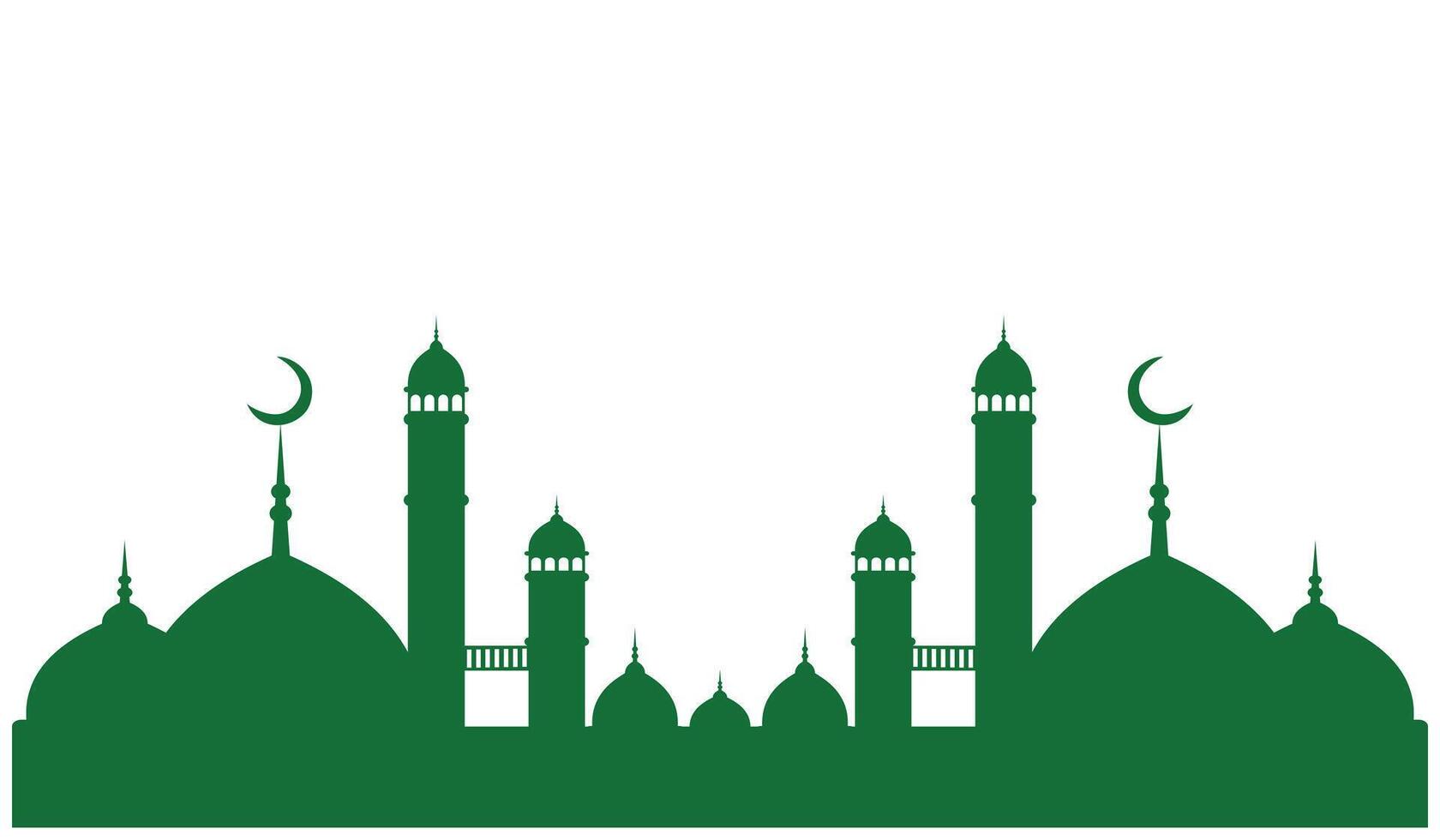 Mosque and crescent on a white background. green mosque silhouette which can be used as a design element for celebrations, greetings, banners, brochures etc. with a religious theme vector
