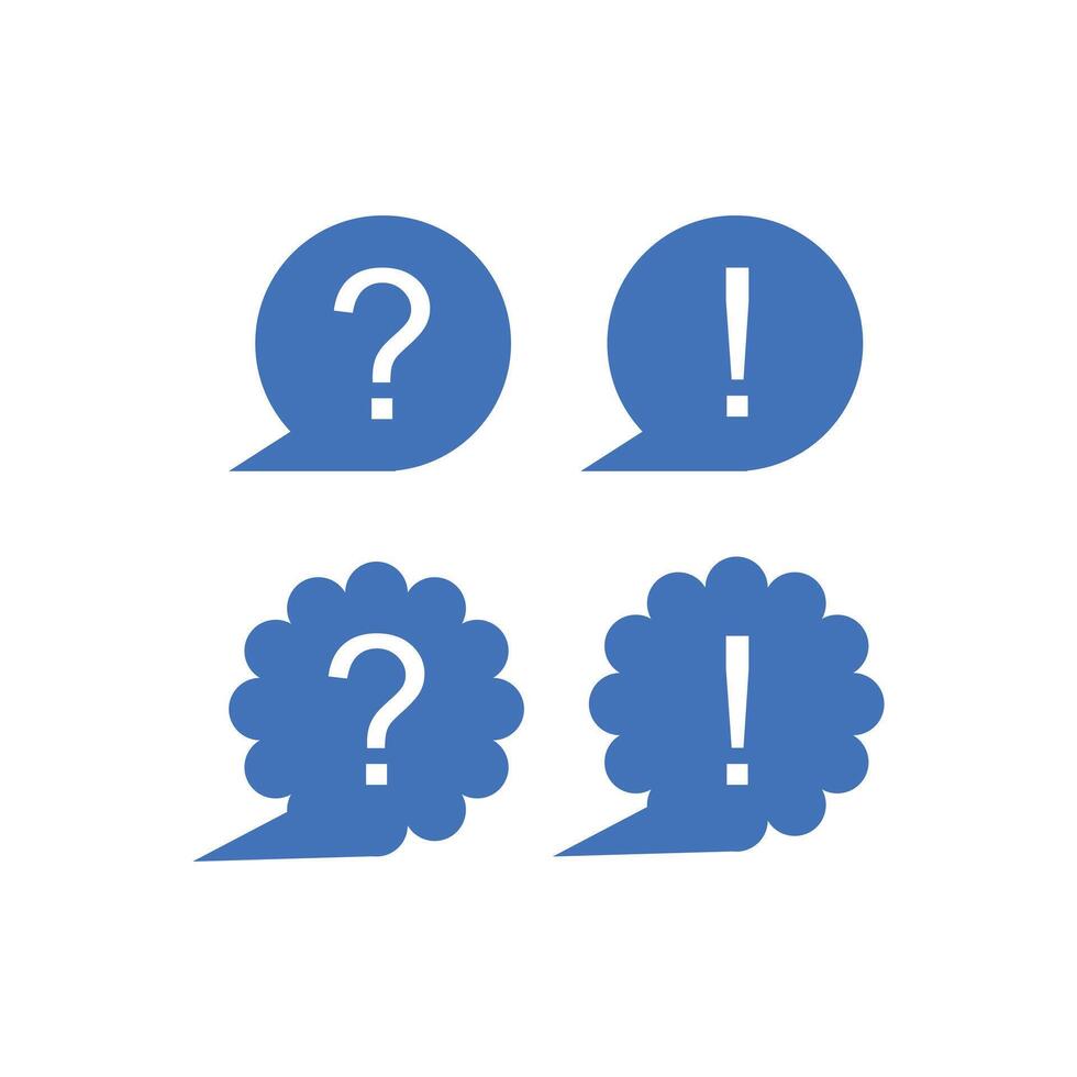 Question mark and exclamation mark icon. Flat design style eps 10. set of bubble chat of questions collection. Design element icon Question mark in flat style in blue vector