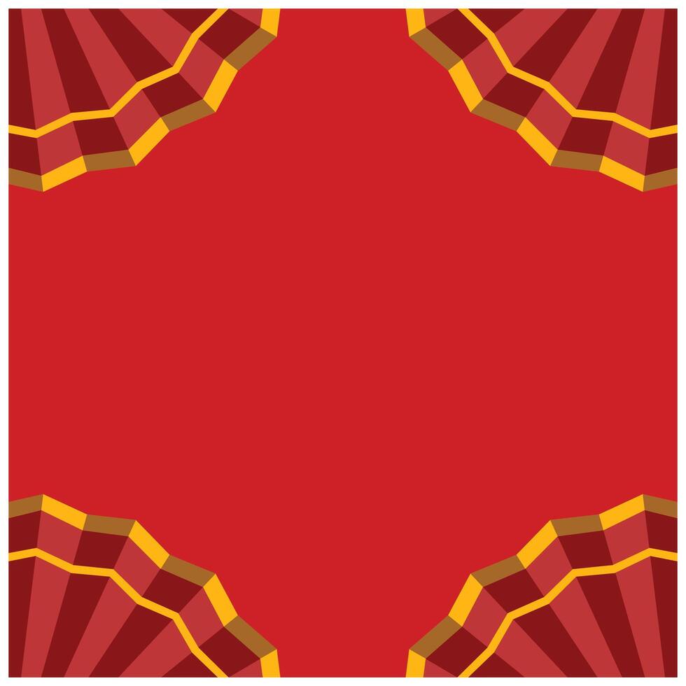 Red background with a fan pattern. The background frame is red with a place to write text. Background illustration element design vector