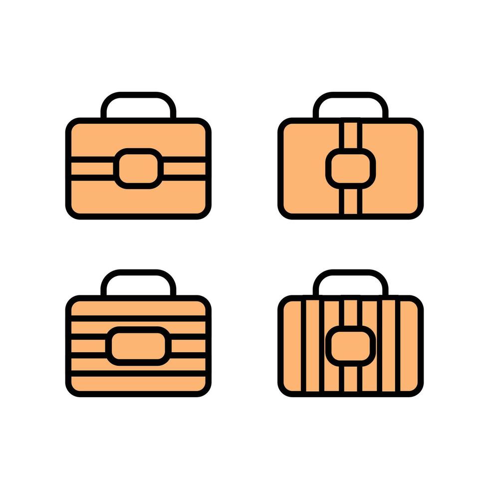 Briefcase icons set. Suitcase symbol. set of collections of suitcase icons with various shapes. Brown briefcase icon element design vector