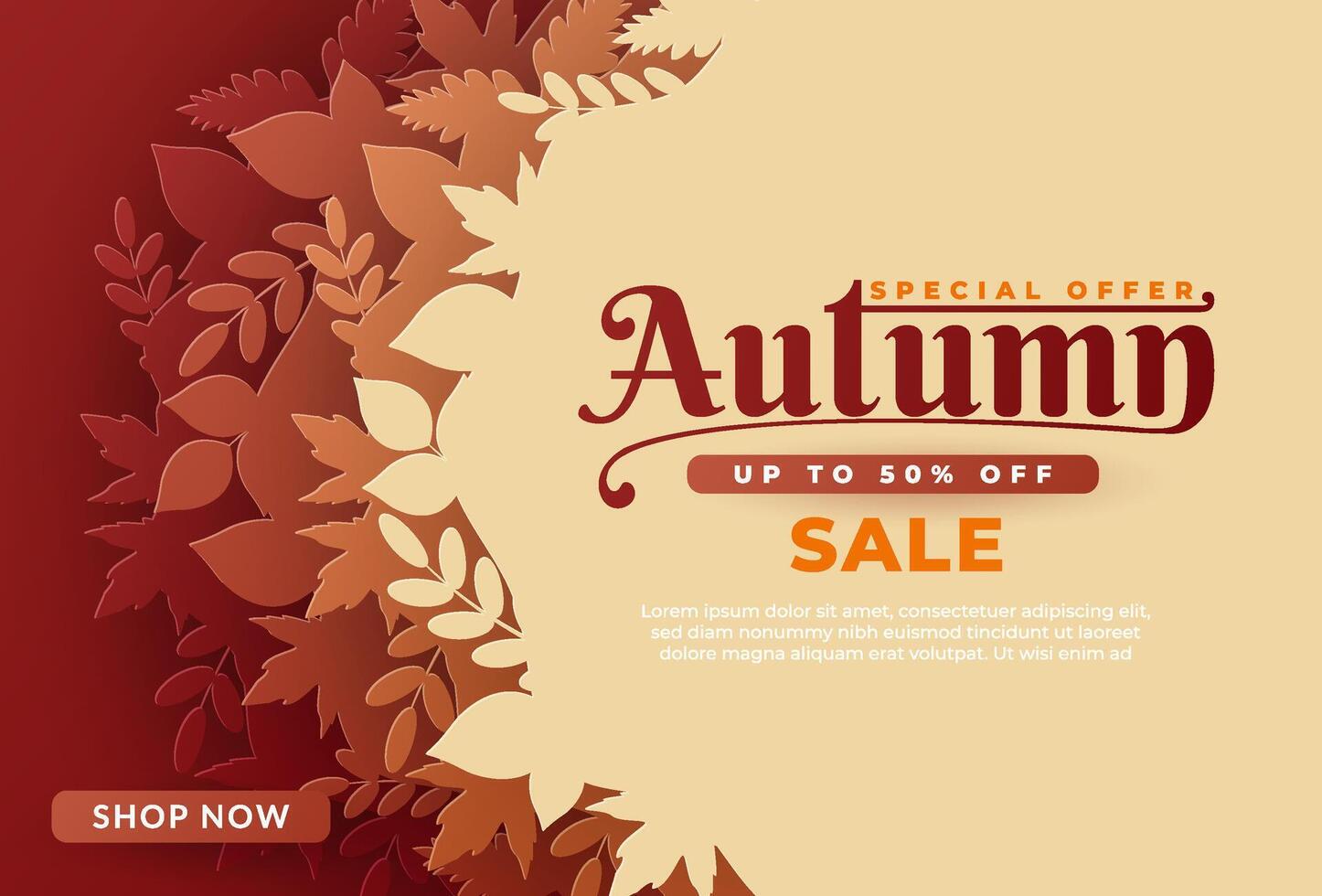 Autumn sale background layout decorate with leaves for shopping sale or promo poster and web banner. vector