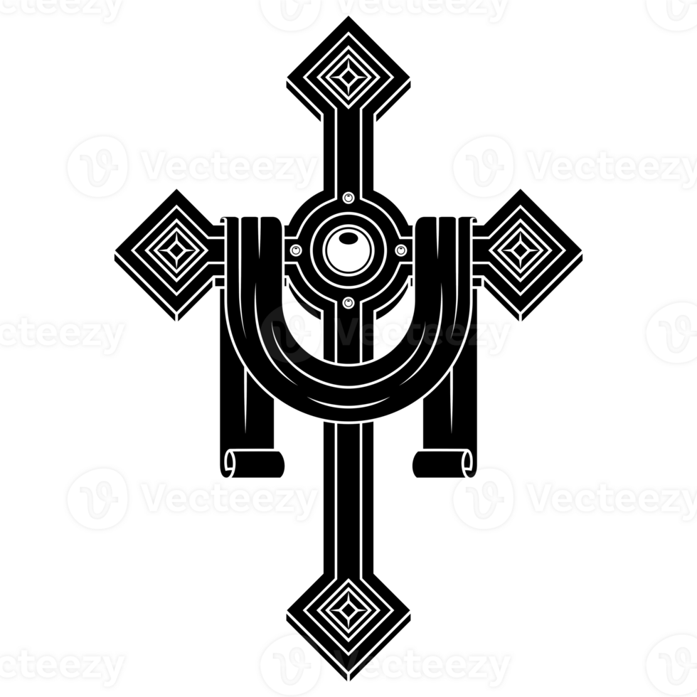 Christian cross with ribbon, symbol of Catholic religion, Christian cross with diamonds and ribbon png