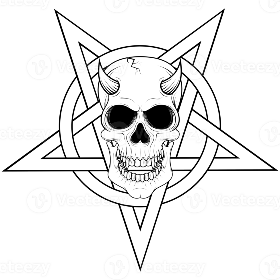 evil skull and intertwined pentagram png