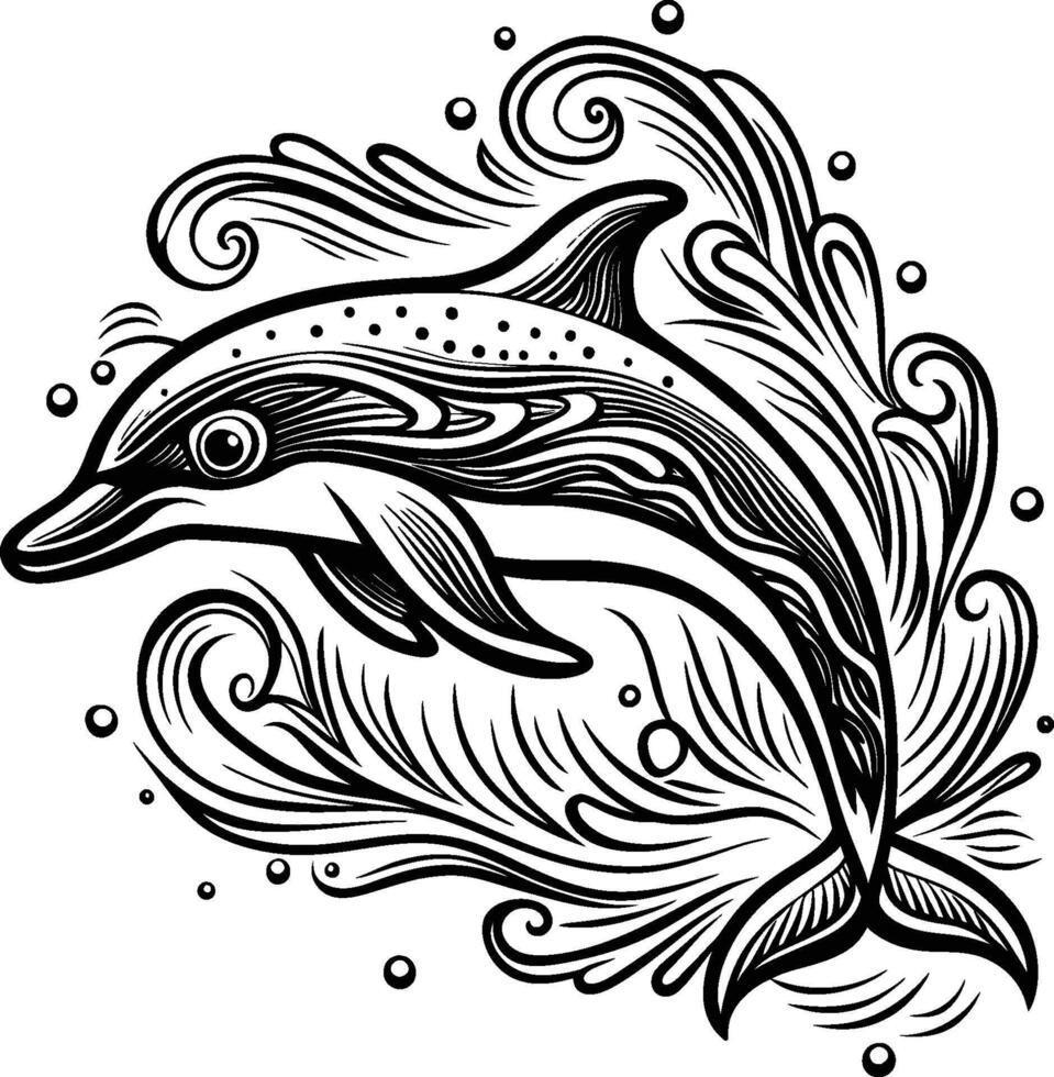 Cute dolphin breaching out of the ocean vector