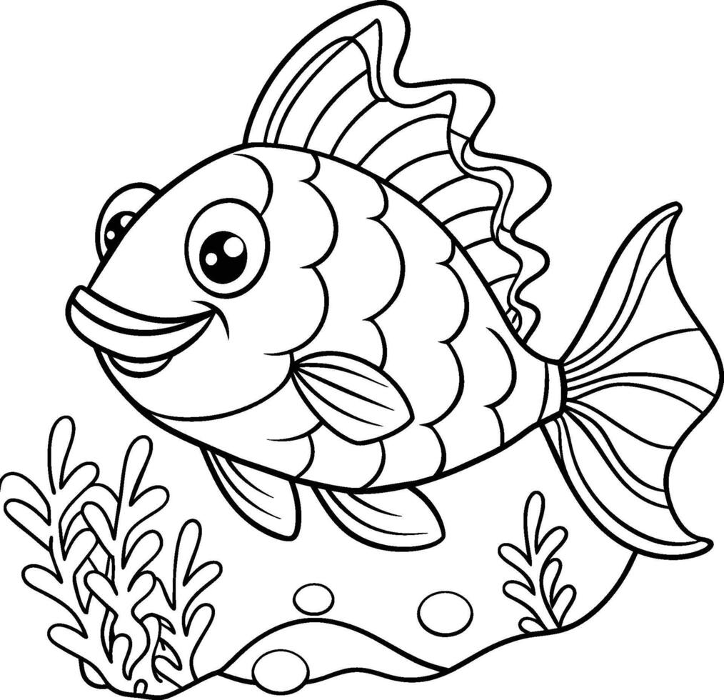 Parrot fish illustration for a coloring book page vector