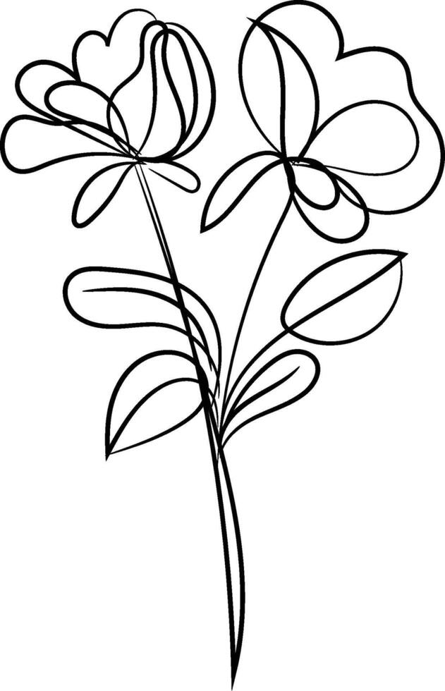 Hand drawn simple flower outline vector