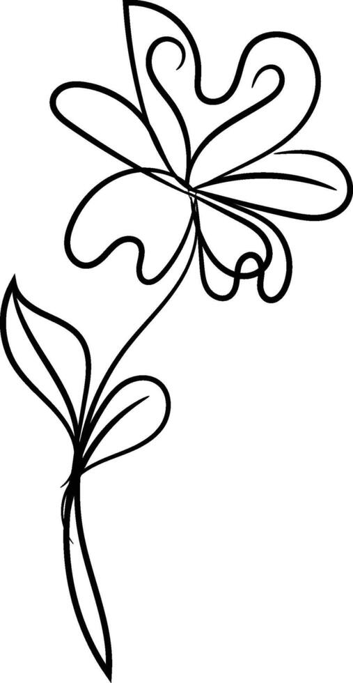 Hand drawn simple flower outline vector