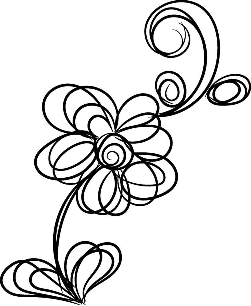 Hand drawn simple flower outline vector