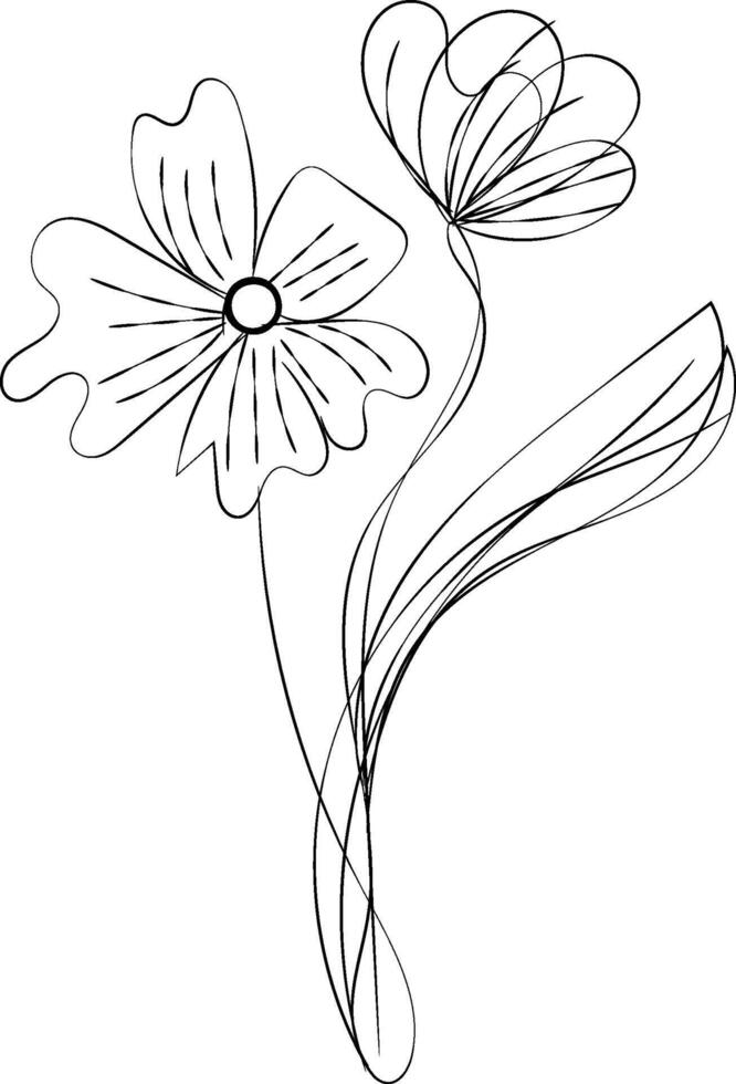 Hand drawn simple flower outline vector