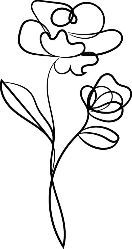 Hand drawn simple flower outline vector