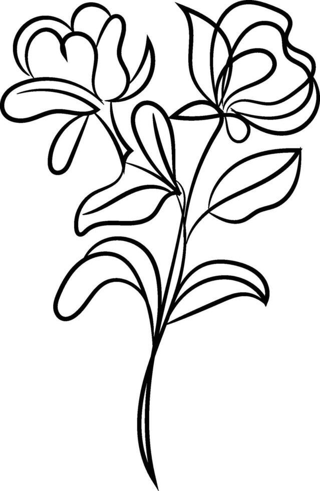 Hand drawn simple flower outline vector