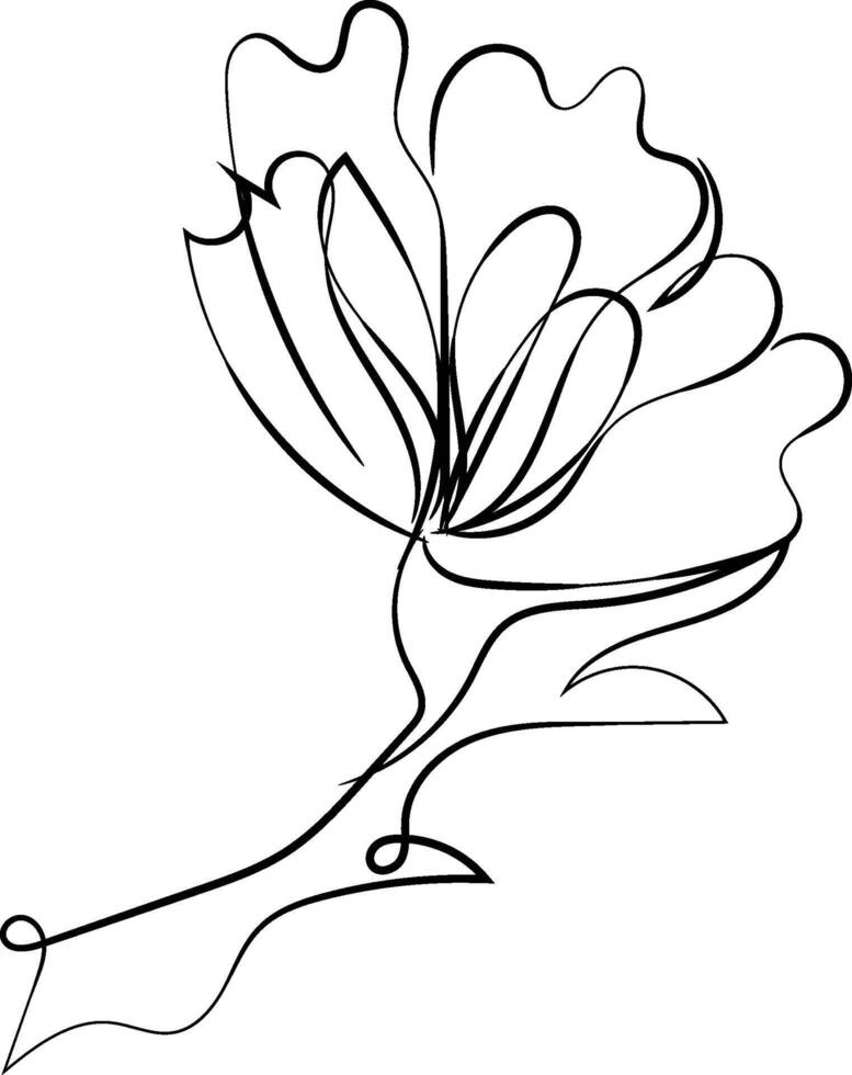 Hand drawn simple flower outline vector
