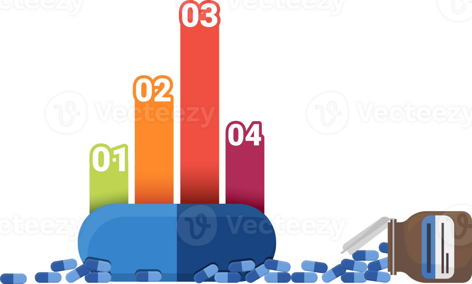 Healthcare and medical research infographic set. Flat style. png