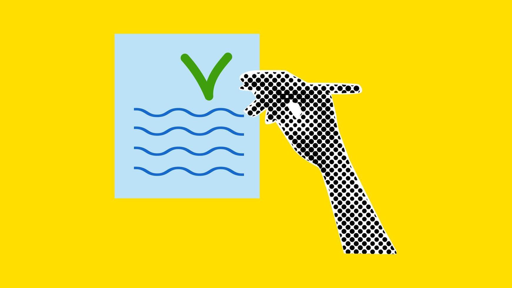 Halftone Collage business theme pop art style. Effect cut paper from newspaper. Hand puts jackdaw on sheet with pen. Design banner poster advertising materials. illustration. vector