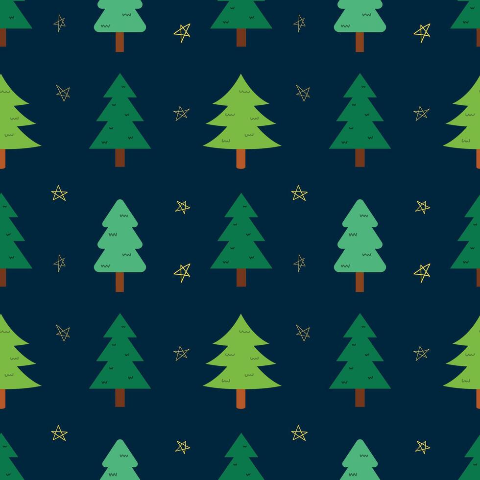 Various Christmas tree doodle handdrawn seamless pattern background for wrapping and wallpaper vector