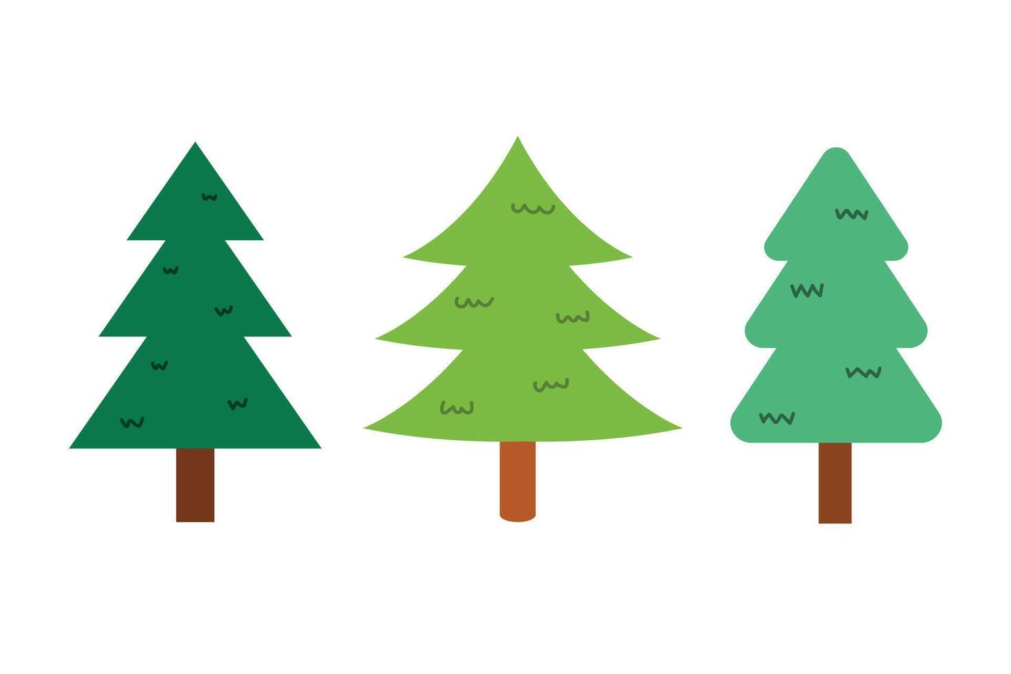 Set of cute Christmas tree doodle handdrawn. element of nature vector