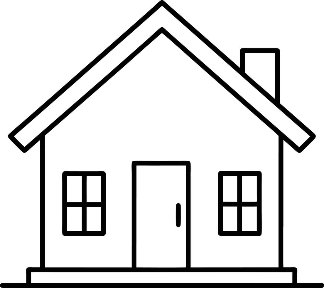 White and Black building and house coloring page vector