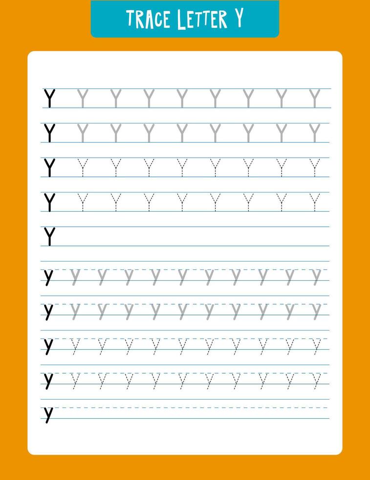 Educational Trace Letter Y Worksheet for Early Childhood Development and Handwriting Practice vector